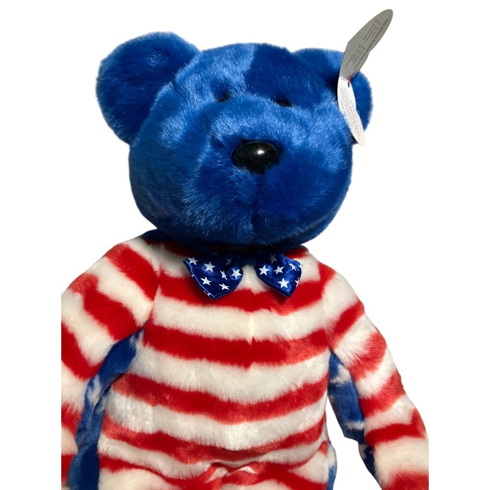 Ty Beanie Buddy Bear LIBERTY BLUE HEAD Plush Bear RETIRED - Picture 6 of 10